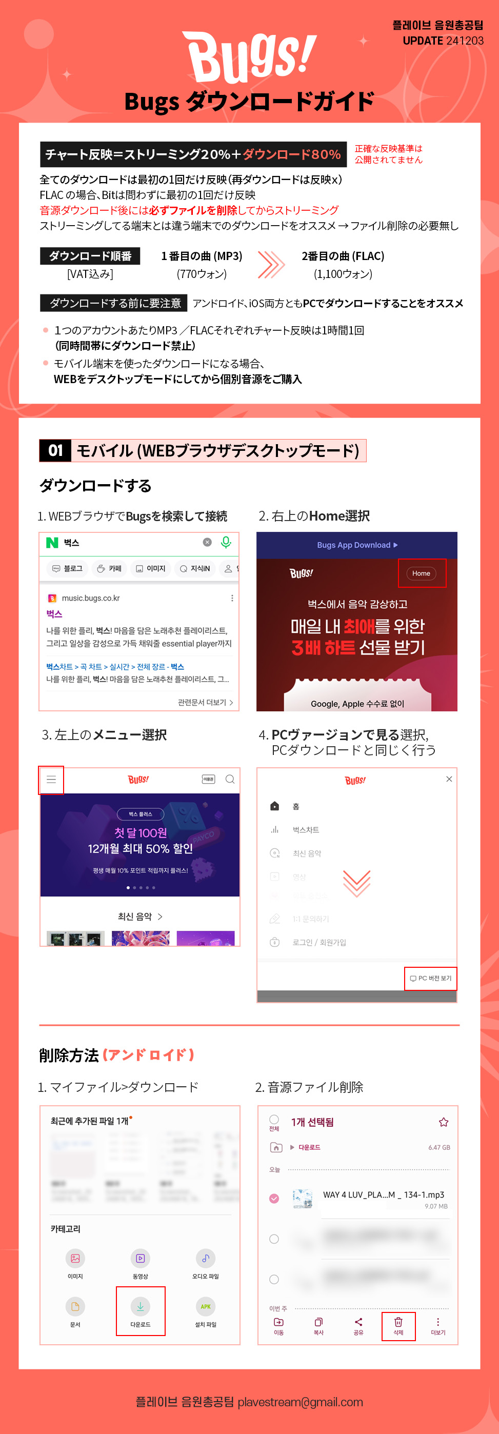 Bugs ダウンロード ガイド