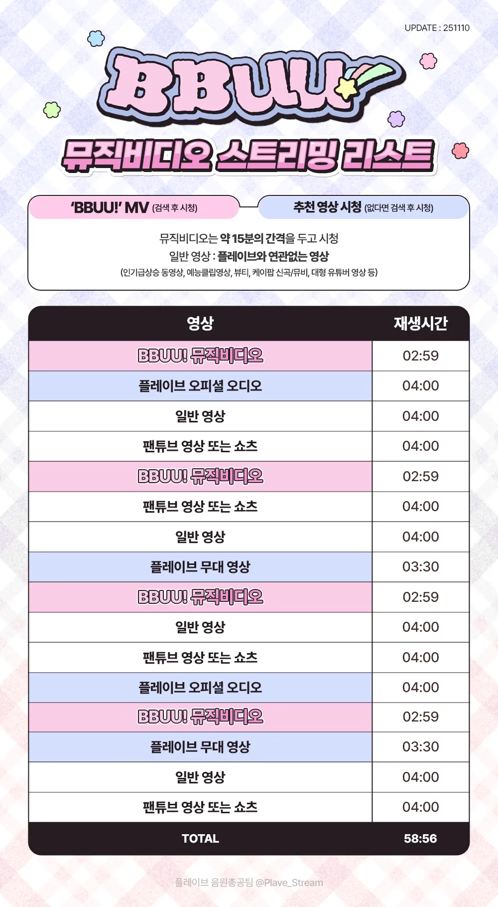 BBUU! 유튜브 스트리밍 리스트